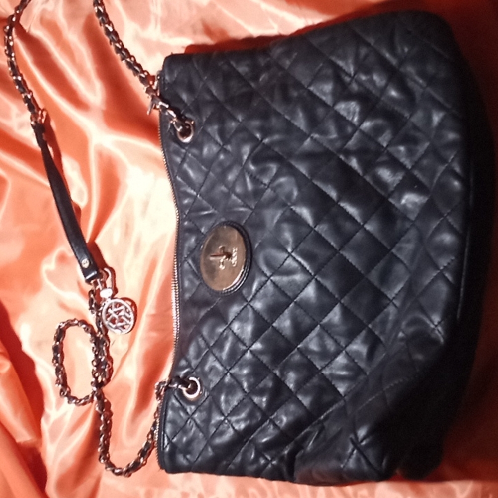 DKNYC black quilted purse